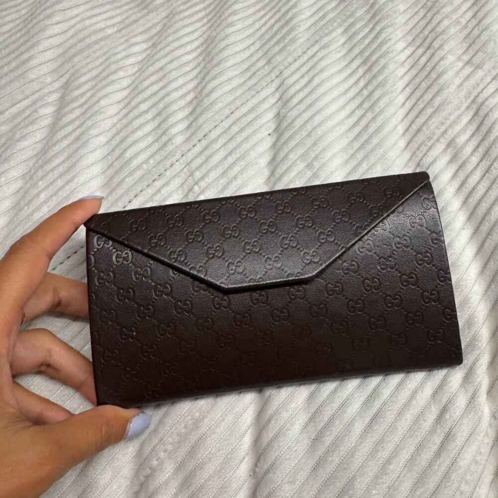 Gucci Monogram Sunglasses Case — Brown with Authenticity Card